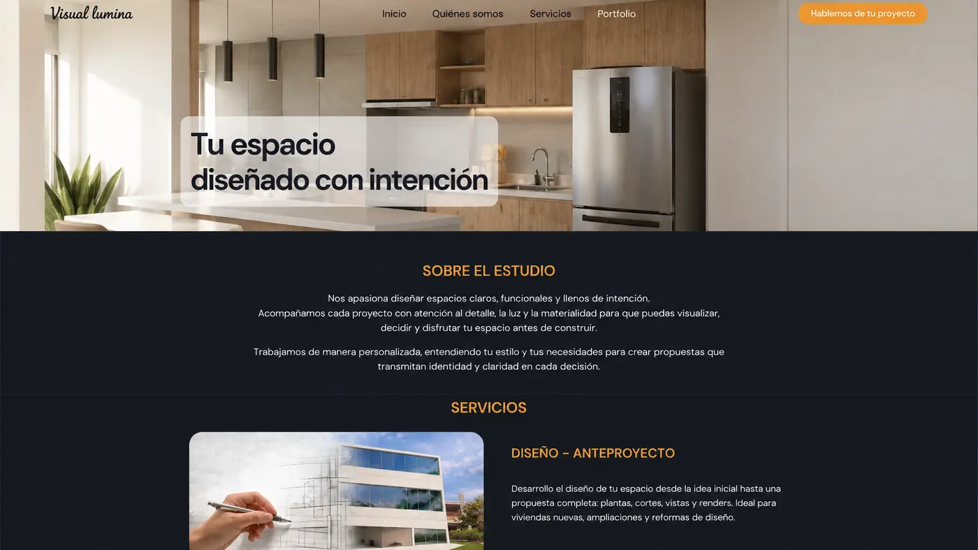 Vista previa del sitio web Visual Lumina